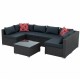 Patio Furniture, Outdoor Furniture, Seasonal PE Wicker Furniture, 7 Set Wicker Furniture With Tempered Glass Coffee Table