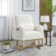 [Video] Welike 27.5  InchW Modern Accent High Back Living Room Casual Armchair Rocker with One Lumbar Pillow, Two Side Pockets,Teddy White (Ivory)