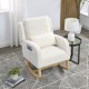 [Video] Welike 27.5  InchW Modern Accent High Back Living Room Casual Armchair Rocker with One Lumbar Pillow, Two Side Pockets,Teddy White (Ivory)