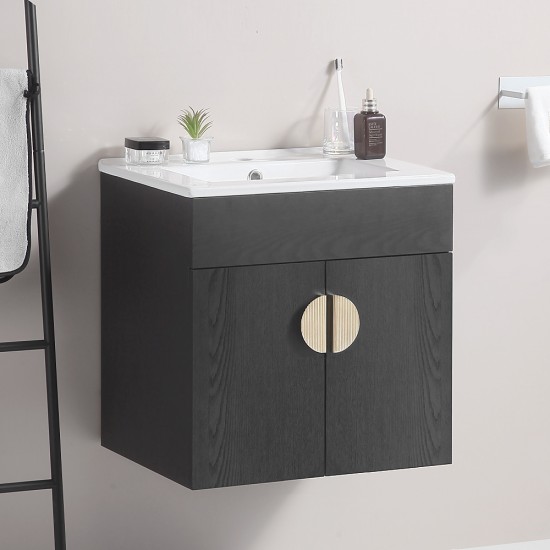 Black 20 Inch Bathroom Vanity with Sink,Large Storage Space, Wall Mounted Bathroom Vanity Sink