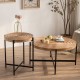 Modern Thread Design Round Coffee Table , MDF Table Top with Cross Legs Metal Base(Set of 2 pcs )