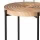 Modern Thread Design Round Coffee Table , MDF Table Top with Cross Legs Metal Base(Set of 2 pcs )