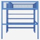 Full Size Metal Loft Bed with 4-Tier Shelves and Storage, Blue