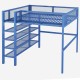 Full Size Metal Loft Bed with 4-Tier Shelves and Storage, Blue