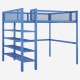 Full Size Metal Loft Bed with 4-Tier Shelves and Storage, Blue