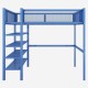 Full Size Metal Loft Bed with 4-Tier Shelves and Storage, Blue