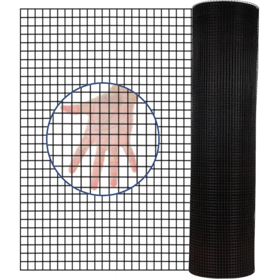 24 inch×50 ft Black Vinyl Coated Hardware Cloth, 21 Gauge 1/4 inch Black PVC Hardware Cloth, Black Welded Wire Fence Supports Poultry-Netting Cage-Home Improvement and Chicken Coop