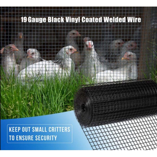 24 inch×50 ft Black Vinyl Coated Hardware Cloth, 21 Gauge 1/4 inch Black PVC Hardware Cloth, Black Welded Wire Fence Supports Poultry-Netting Cage-Home Improvement and Chicken Coop