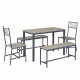 Dining Table Set, Barstool Dining Table with 2 Benches 2 Back Chairs, Industrial Dining Table for Kitchen Breakfast Table, Living Room, Party Room, Rustic Gray and Black,43.3″L x 23.6″W x 29.9″H