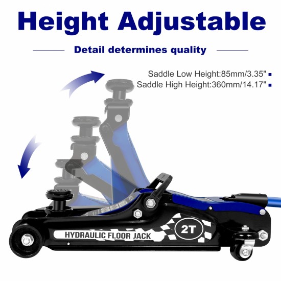 Floor Jack,2Ton/4400lbs Low Profile Floor Jack,Hydraulic floor jack Lifting range 85mm/3.35