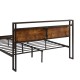 Full Size Metal Platform Bed Frame with Wooden Headboard and Footboard with USB LINER, LED Lights, No Box Spring Needed, Large Under Bed Storage, Easy Assemble