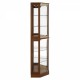 6 Shelf Corner Curio Display Cabinet with Lights, Mirrors and Adjustable Shelves, Walnut(E26 light bulb not included)