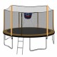 14FT Powder-coated Advanced Trampoline with Basketball Hoop Inflator and Ladder(Outer Safety Enclosure) Orange