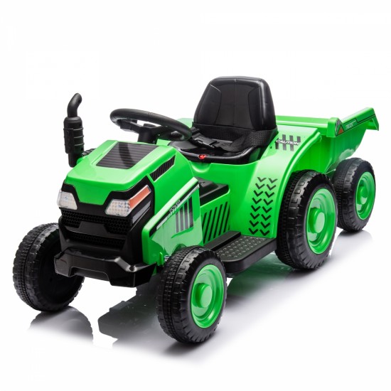 12V Kids Ride On Electric Tractor Black Knight,Kids Ride On Toy.2WD,Non-skid tires, steering wheel, foot pedal,With Removable storage tug,Light,Bluetooth,Music,MP3,USB,Power Display For Kids Aged 3+.