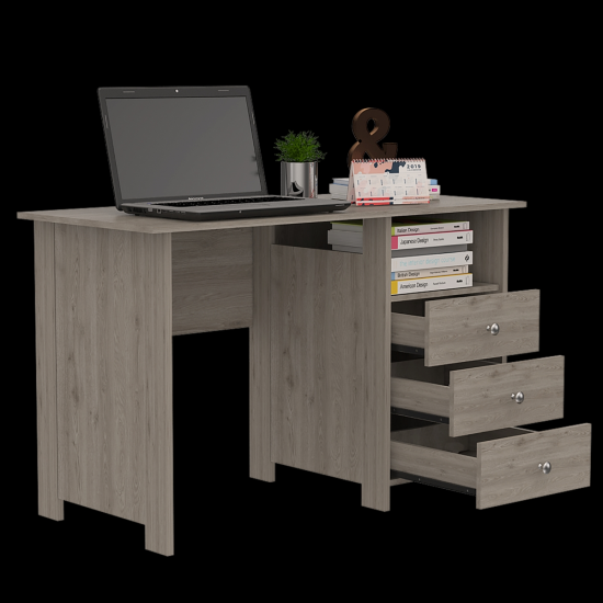 Bianco Writing Computer Desk, Three Drawers, One Shelf