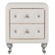 Elegant PU Nightstand with 2 Drawers and Crystal Handle,Fully Assembled Except Legs&Handles,Storage Bedside Table with Metal Legs - White