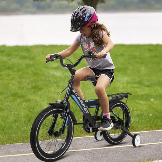 A14115 Kids Bike 14 inch for Boys & Girls with Training Wheels, Freestyle Kids' Bicycle with fender and carrier.