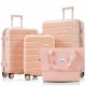 Luggage Sets 4 Piece, ABS Durable Suitcase with Travel Bag, ABS Hard Shell Luggage with Spinner Wheels, pink