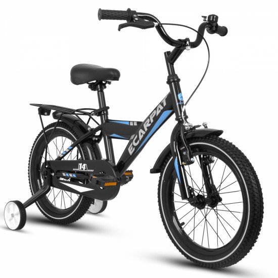 A14115 Kids Bike 14 inch for Boys & Girls with Training Wheels, Freestyle Kids' Bicycle with fender and carrier.