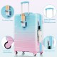 Luggage Set of 3, 20-inch with USB Port, Airline Certified Carry-on Luggage with Cup Holder, ABS+PC Hard Shell Luggage with Spinner Wheels, light blue