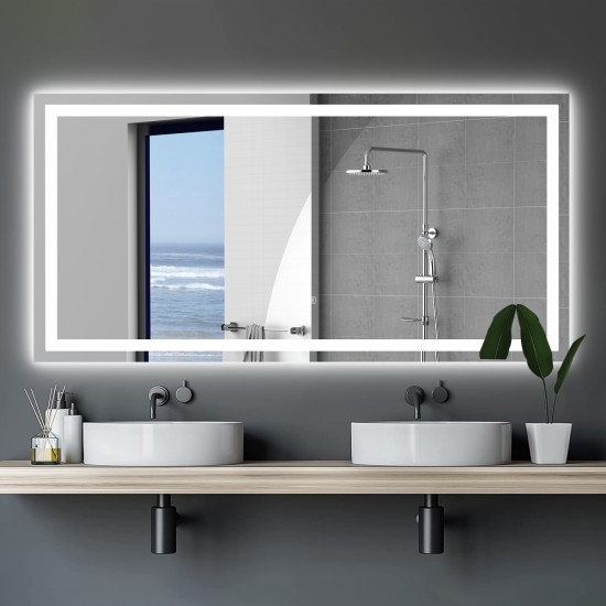 LED illuminated mirror, 72 inch ×36 inch LED Mirror Light Bathroom,anti-Fog & Dimming Led Bathroom Vanity Mirror