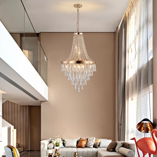 Gold Crystal Chandeliers,Large Contemporary Luxury Ceiling Lighting for Living Room Dining Room Bedroom Hallway (Bulbs Not Included)