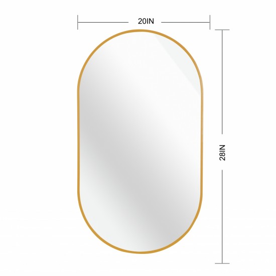 Gold 20 x 28 Inch Metal Oval  Mirror