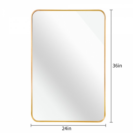 Gold 24x36 INCH Metal Rectangle Barhroom mirror