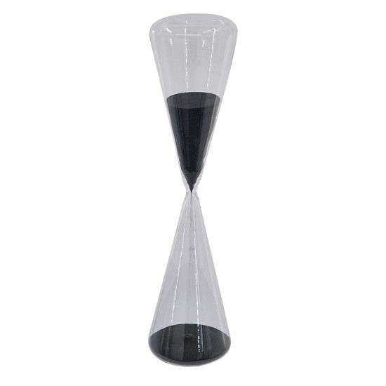 4.5x4.5x19.5 Inch Triangular Shape Hourglass, 120 Minutes, Black Sand