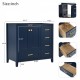 36'' Bathroom Vanity without Sink, Modern Bathroom Cabinet with 4 Drawers, Freestanding Wood Bathroom Vanity, Blue (NOT INCLUDE BASIN)