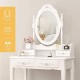 Vanity Table Set with 4 Drawer, Makeup Dressing Table w/Cushioned Stool, Girls Women Bedroom Furniture Set Oval Mirror