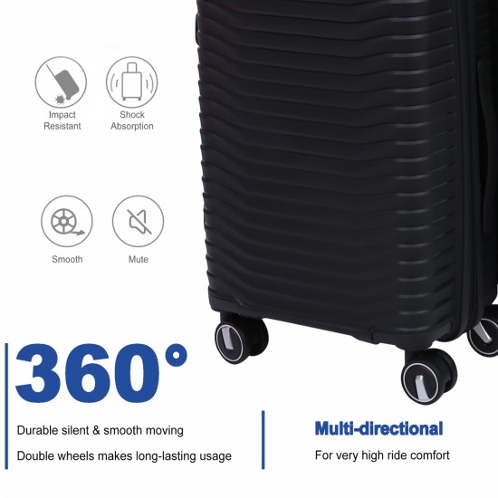 2303BLack       Hardside Luggage Sets 3 Pieces, Expandable Luggages Spinner Suitcase with TSA Lock Lightweight Carry on Luggage 19inch 23inch 27inch