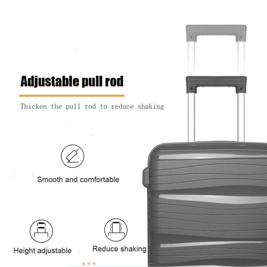 Hardshell Suitcase Spinner Wheels PP Luggage Sets Lightweight Durable Suitcase with TSA Lock,3-Piece Set (20/24/28)Dark Gray2302