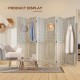 6 Panel Room Divider, 5.6Ft Pegboard Display Wooden Room Divider Folding Privacy Screen Room Divider Freestanding Peg Board Display for Trade Show Craft Show Home Wall Organizer, Natural Wood