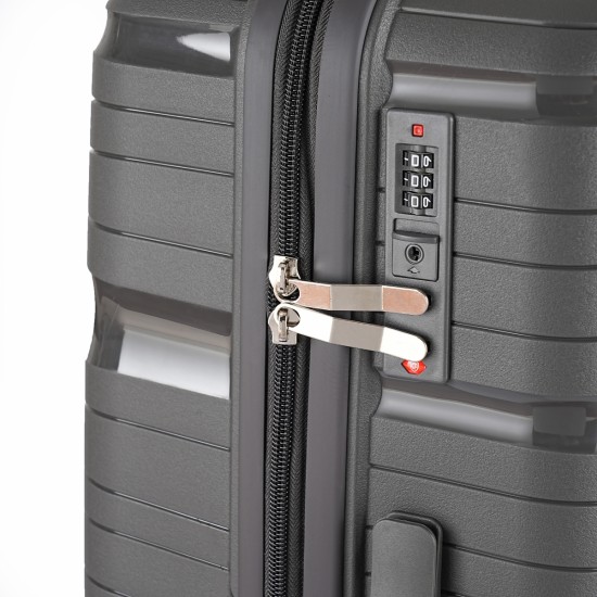 Hardshell Suitcase Spinner Wheels PP Luggage Sets Lightweight Durable Suitcase with TSA Lock,3-Piece Set (20/24/28)Dark Gray2302