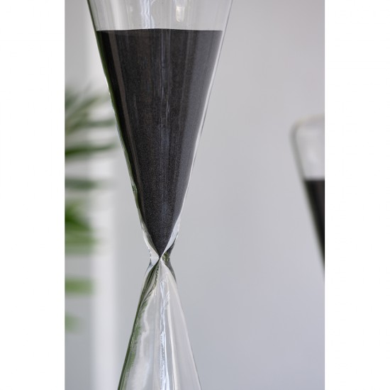 4.5x4.5x19.5 Inch Triangular Shape Hourglass, 120 Minutes, Black Sand