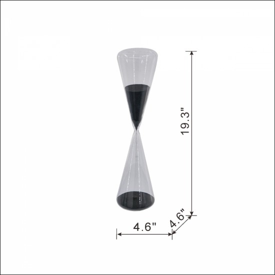 4.5x4.5x19.5 Inch Triangular Shape Hourglass, 120 Minutes, Black Sand