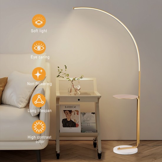 12W LED Floor Lamp, Standing Lamp Tall Industrial Floor Lamp Reading for Bedroom, Office ,Gold Color