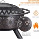 Fire Pit 36in Outdoor Wood Burning Fire Pits Wood Large Fire Bowl for Outside BBQ Bonfire Patio with Mesh Spark Screen, Poker and Rain Cover