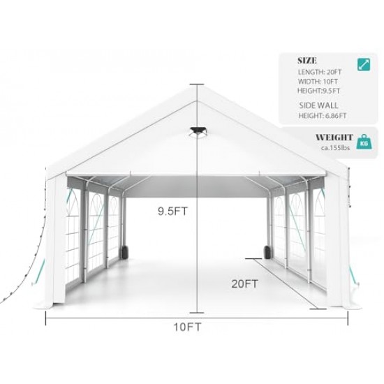 Sannwsg Party Tent- 10x20FT Heavy Duty Canopy Tent with Removable sidewals,outdoor Waiterpro Patio camping Gazebo sheter,perect for wedding Holday Bithday BBa Backyard Evening Tent