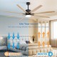 76 Inch Indoor Ceiling Fan With Dimmable 3 Color Led Light 8 Solid Wood Blades Remote Control Reversible DC Motor Black For Home