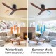 52 Inch YUHAO Farmhouse Rustic Ceiling Fan without Light - Matte Black with Solid Wood Blade