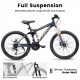 Ecarpat Mountain Bike 27 Inch Wheels, 21-Speed Full Suspension Mens Womens Trail Commuter City Mountain Bike, Carbon Steel Frame Disc Brakes Grip Shifter Front Fork Rear Shock Absorber Bicycles