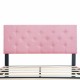 Full Size Upholstered Platform Bed Frame with Modern Button Tufted Linen Fabric Headboard, No Box Spring Needed, Wood Slat Support, Easy Assembly, pink