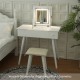 Vanity Desk Set with LED Lighted Mirror & Power Outlet, Flip Top Makeup Vanity Table with Drawers & Cabinet, for Bedroom, Bathroom,