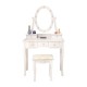 Makeup Vanity Desk and Stool Set, Vanity Mirror with Lights and Table Set, Small Vanity Table for Bedroom (White)