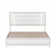 Queen Size PU Upholstered Bed, Headboard with LED Light Strips and Sparkling Shiny Decoration, No Box Spring Required, White(Expected Arrival Time:8.5)