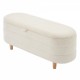 Elegant Upholstered Sherpa Fabric  Storage Ottoman with Wood Legs, Storage Bench for Bedroom, Living Room, White