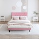 Full Size Upholstered Platform Bed Frame with Modern Button Tufted Linen Fabric Headboard, No Box Spring Needed, Wood Slat Support, Easy Assembly, pink