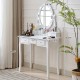 Makeup Vanity Desk and Stool Set, Vanity Mirror with Lights and Table Set, Small Vanity Table for Bedroom (White)